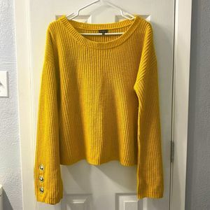 Hannah Yellow Mustard Ribbed Sweater bell sleeves X-LARGE oversized